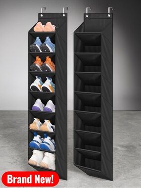 👟👟 SLEEPING LAMB Over The Door Shoe Organizer – 2 Pack (Black)